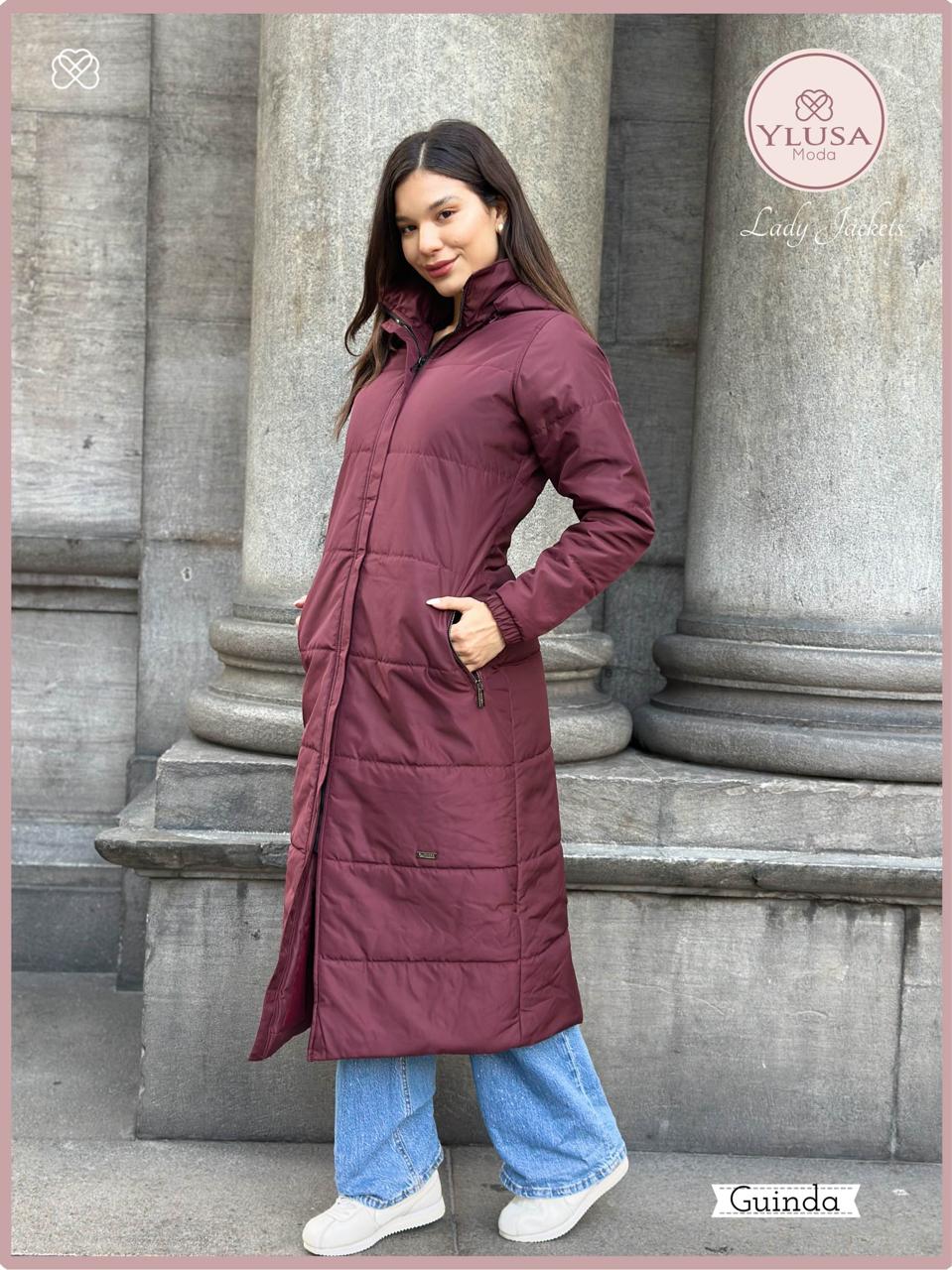 PARKA MAXI EXTRA LARGA PALOMA- GUINDA