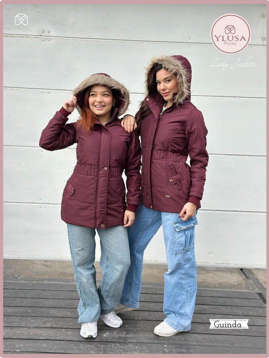 PARKA 3/4 CON PELUCHE MARIMAR - GUINDA