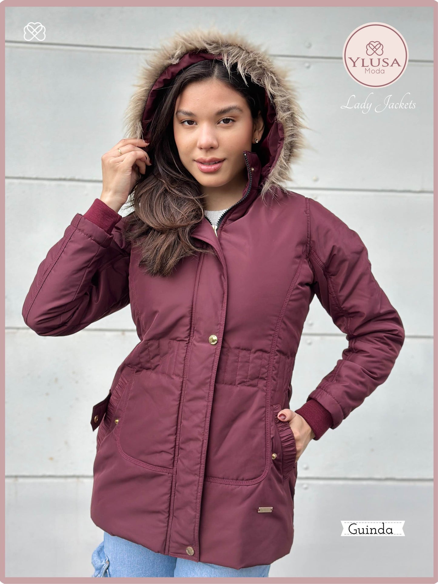 PARKA 3/4 CON PELUCHE MARIMAR - GUINDA