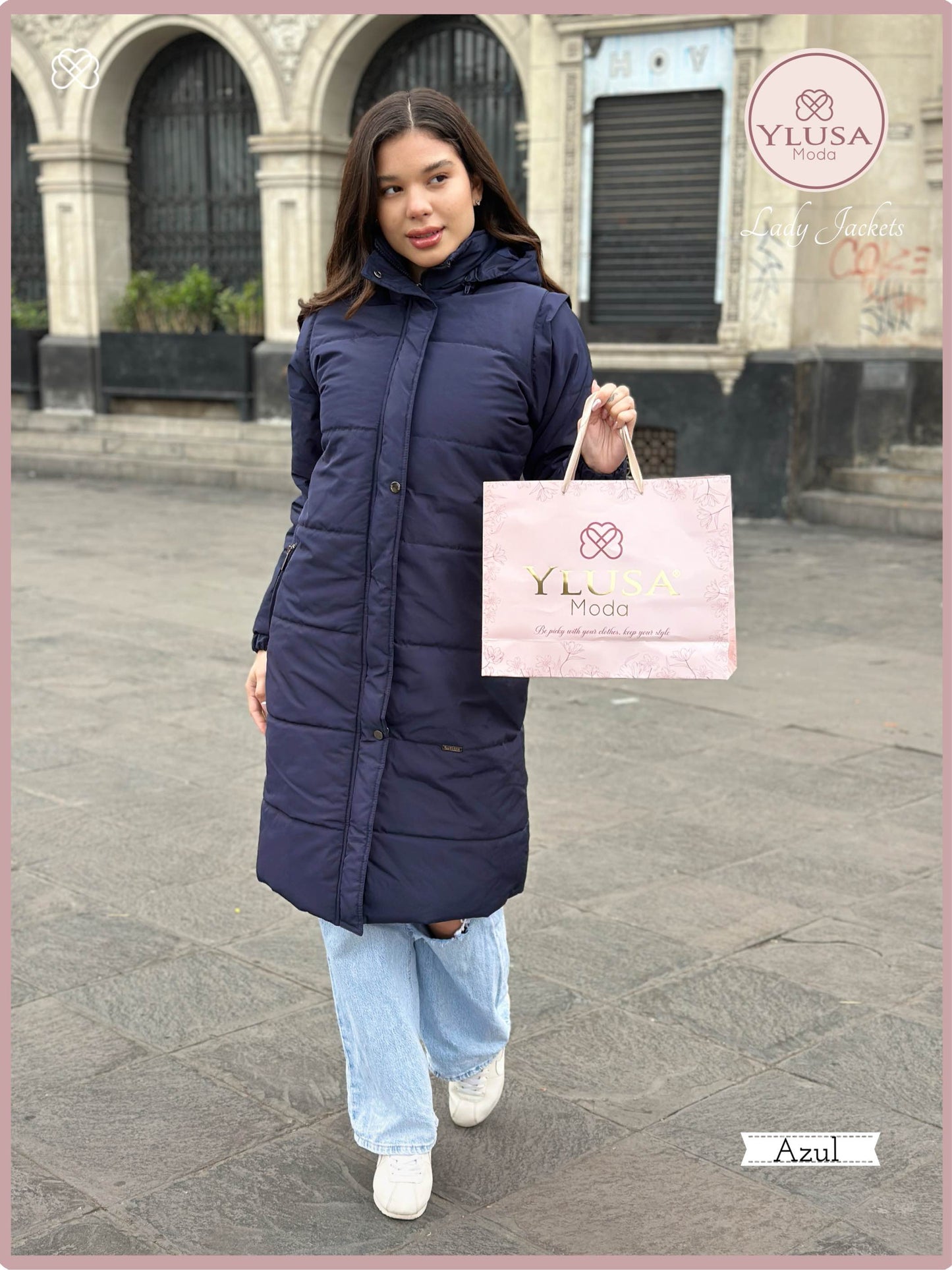 PARKA MAXI CHALECO XIOMY - AZUL